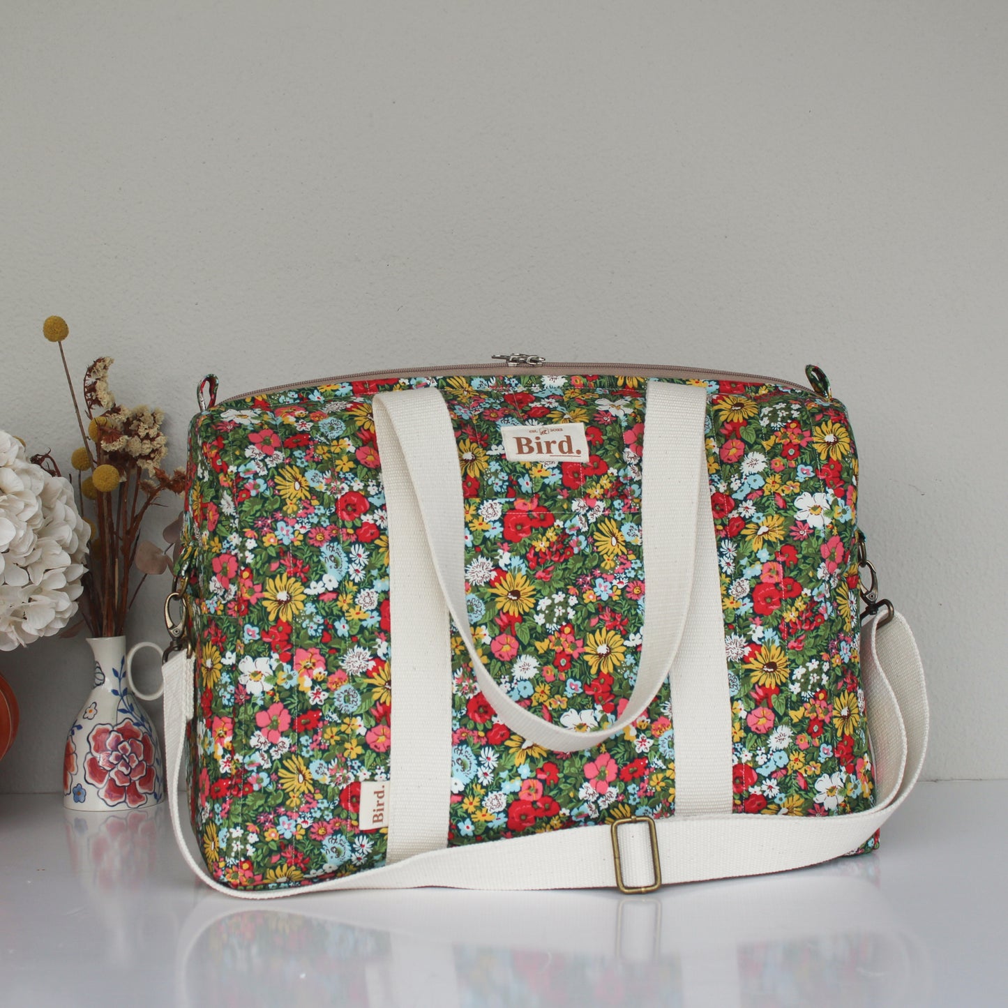 Green meadows quilted duffelbag