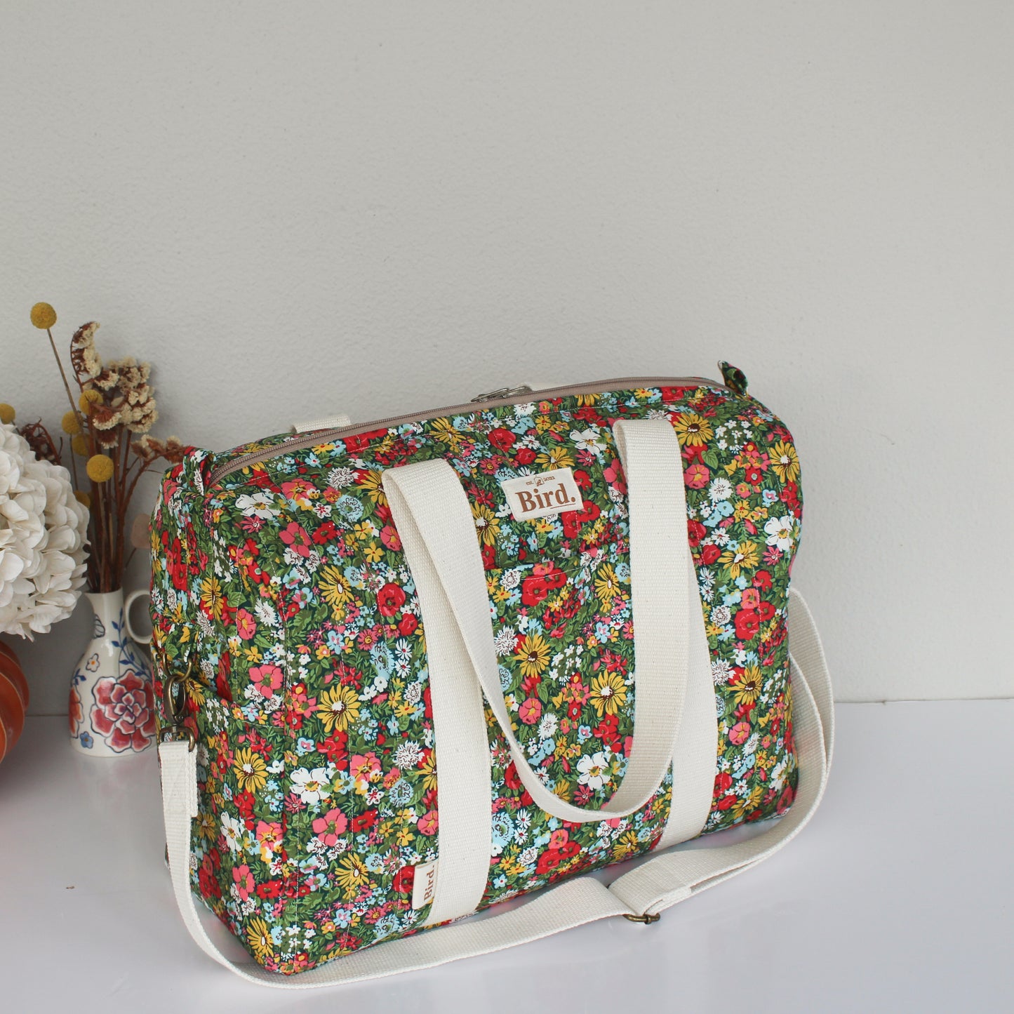 Green meadows quilted duffelbag