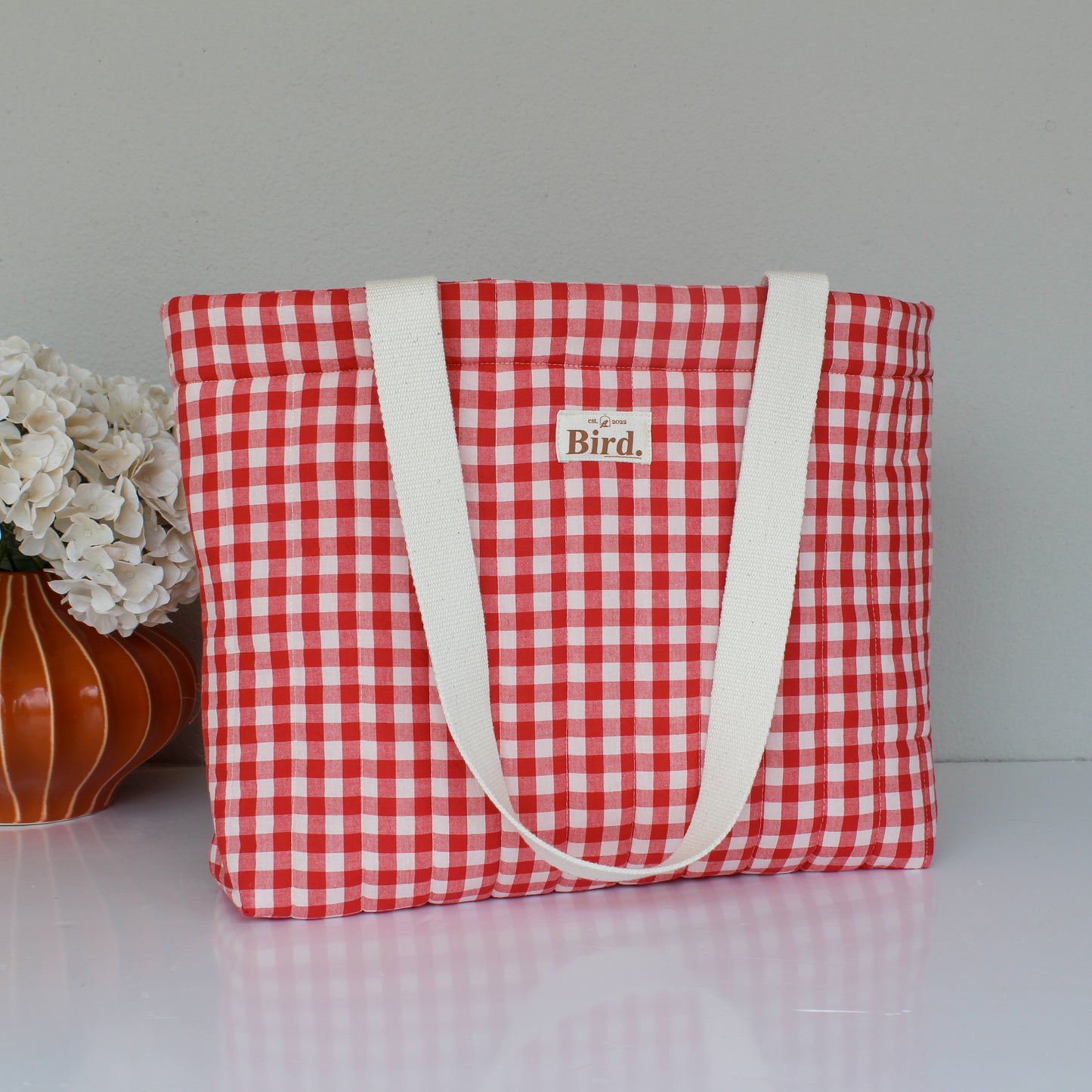 Red medium gingham tote