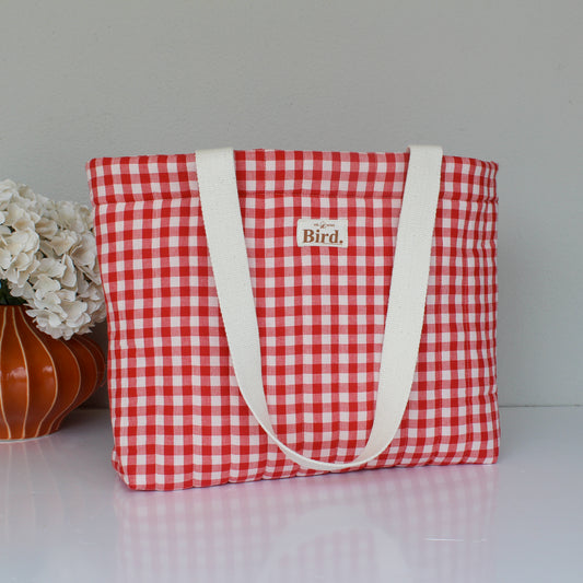 Red medium gingham tote